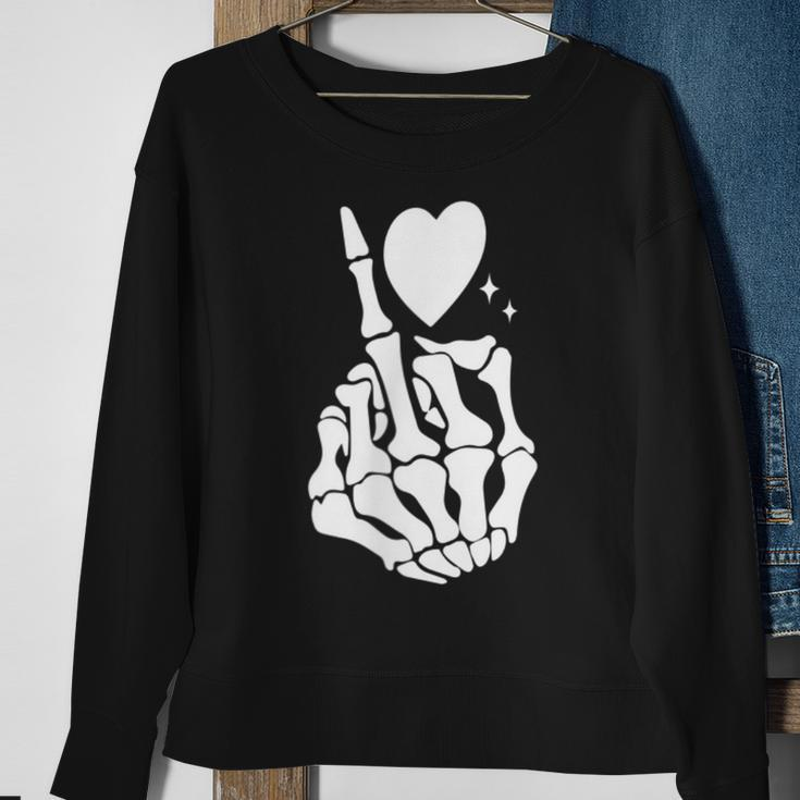 Retro Groovy Fuck Around And Find Out Finger Skeleton Sweatshirt Gifts for Old Women