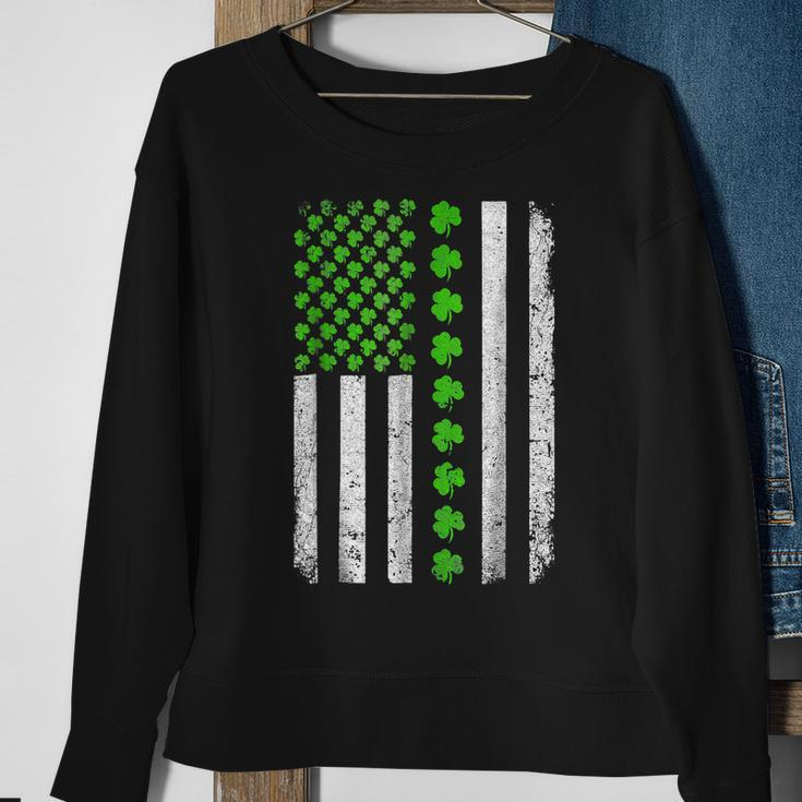 Retro Irish American Flag Distressed Flag St Patricks Day Sweatshirt Gifts for Old Women