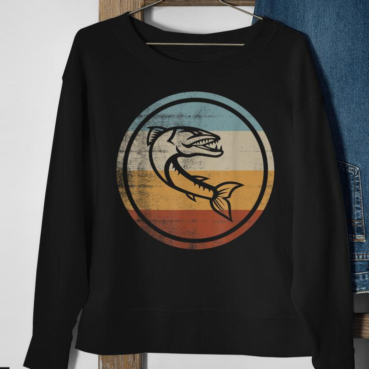 Retro Vintage Angeln Fischen Großer Barrakuda Sweatshirt Geschenke für alte Frauen