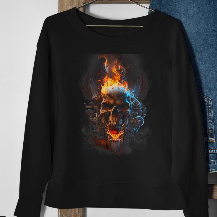 Revolution Riders Metal Skull Engine Flames Graphic Men Sweatshirt Gifts for Old Women