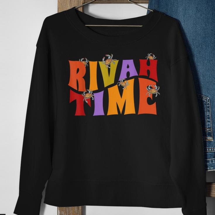 Rivah Time Retro Hippie Style With Blue Crab Sweatshirt Gifts for Old Women