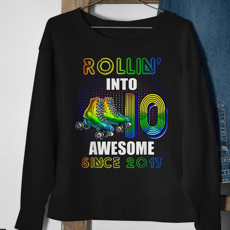 Rollin Into 10 Awesome 2013 Roller Skating 10Th Birthday Sweatshirt Gifts for Old Women