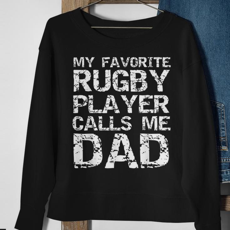 Rugby Father Gift Cool My Favorite Rugby Player Calls Me Dad Sweatshirt Gifts for Old Women