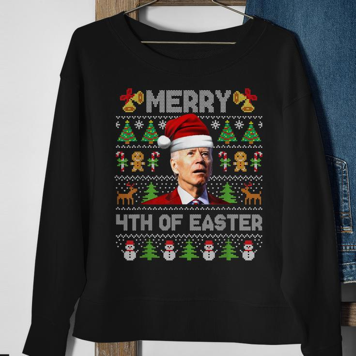 Santa Joe Biden Merry 4Th Of Easter Ugly Christmas Sweater V2 Men Women Sweatshirt Graphic Print Unisex Gifts for Old Women