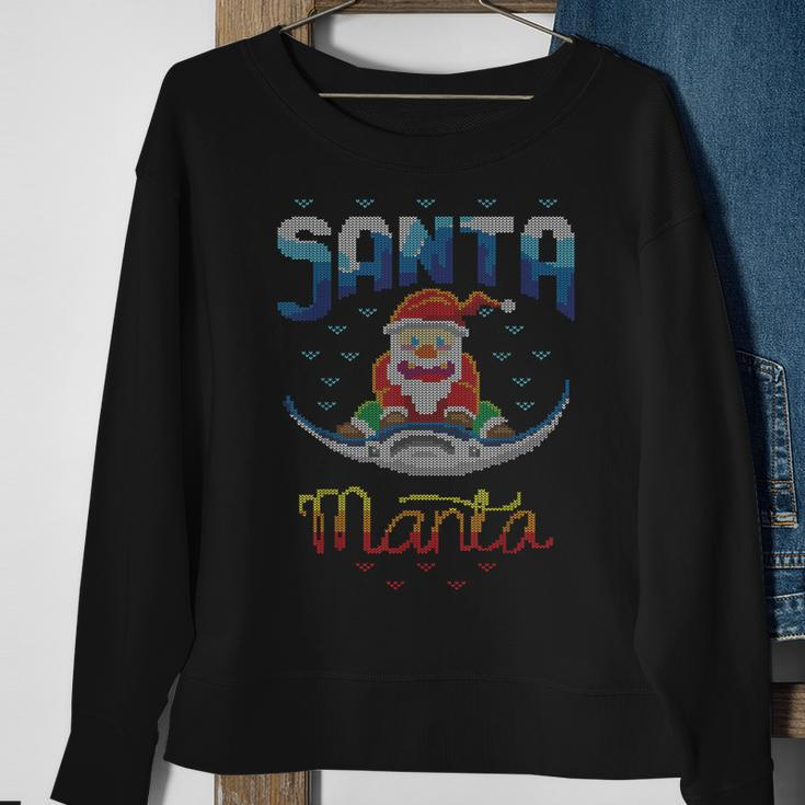 Santa Manta Claus Angeln Fischangler Hässlicher Weihnachts Sweatshirt Geschenke für alte Frauen