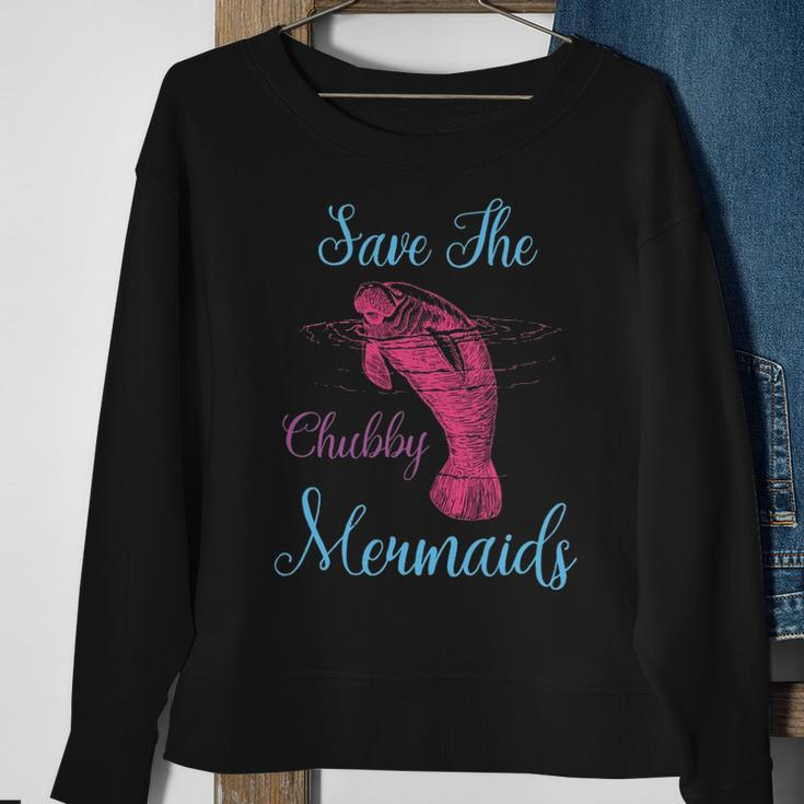 Save The Chubby Mermaids Funny Love Manatee Sweatshirt Gifts for Old Women