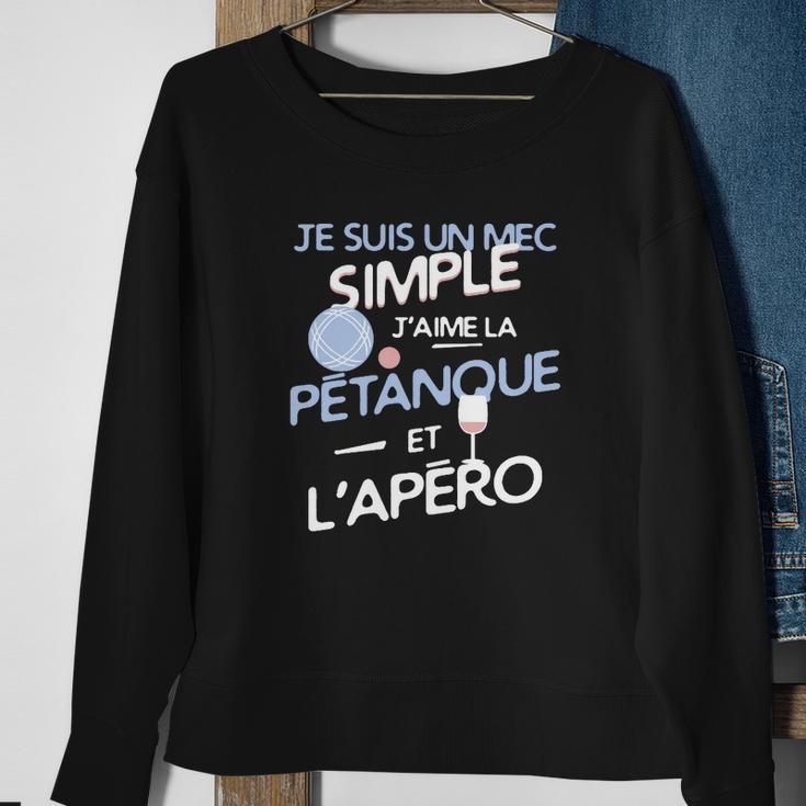 Schwarzes Sweatshirt Je suis un mec simple - Pétanque & Apéro Fan Geschenke für alte Frauen