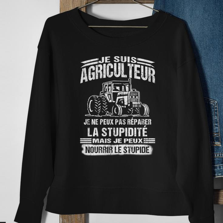 Schwarzes Sweatshirt mit Je suis Agriculteur, Traktor-Design für Landwirte Geschenke für alte Frauen