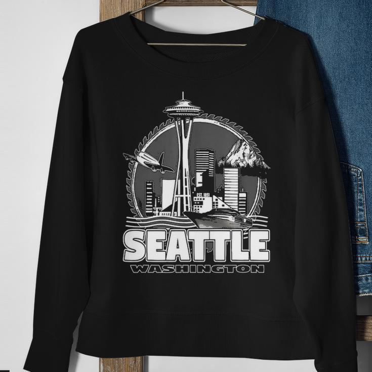 Seattle Pacific Northwest Emerald City Space Needle Souvenir Sweatshirt Gifts for Old Women