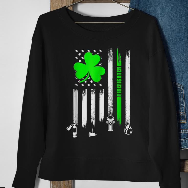 Shamrock Irish American Flag Firefighter St Patricks Day Sweatshirt Gifts for Old Women