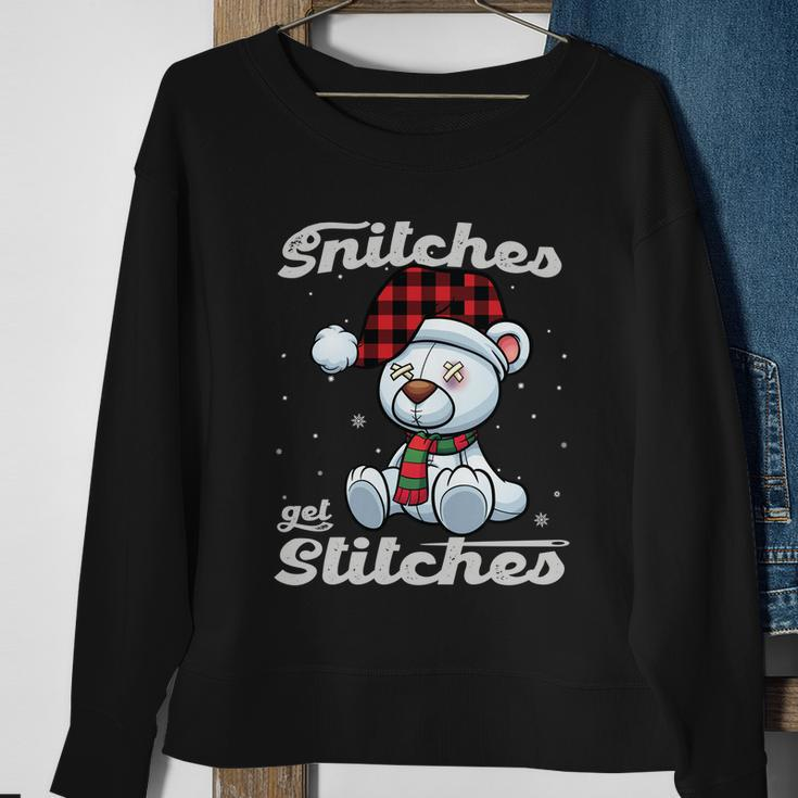 Snitches Get Stitches Elf Xmas Funny Snitches Get Stitches Sweatshirt Gifts for Old Women