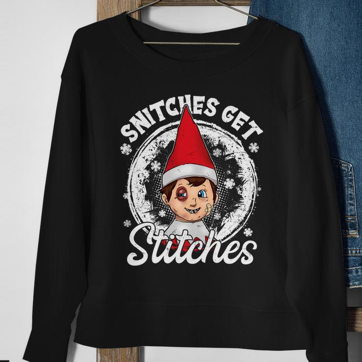 Snitches Get Stitches The Elf Xmas Funny Christmas Sweatshirt Gifts for Old Women