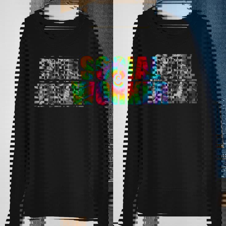 Social Worker Tie Dye Women 2023 School Social Worker Sweatshirt Gifts for Old Women