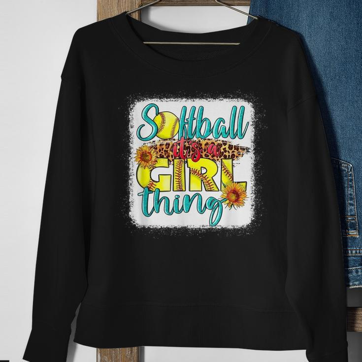 Softball Its A Girl Thing - Leopard Serape Love Softball Sweatshirt Gifts for Old Women