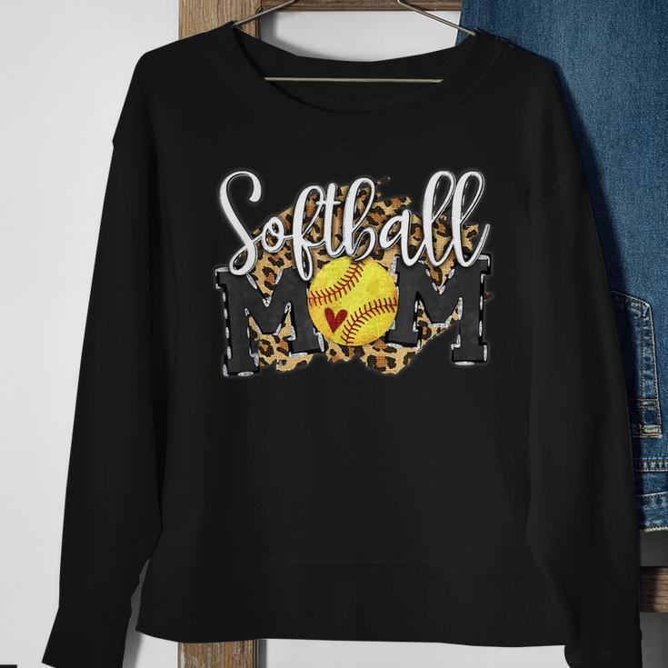 Softball Mom Leopard Funny Baseball Mom Mothers Day 2023 Sweatshirt Gifts for Old Women