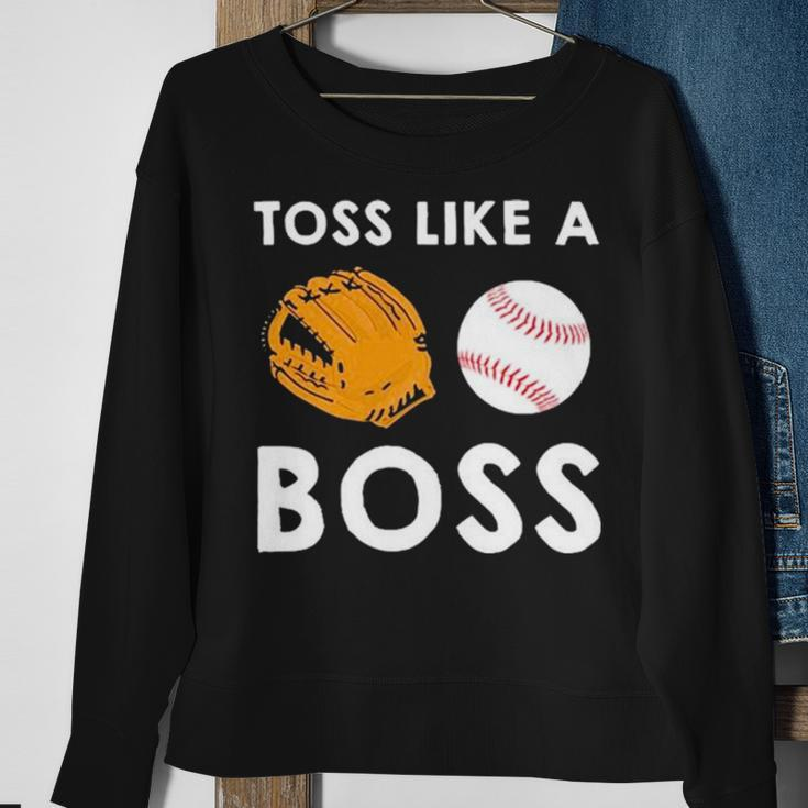 Softball Toss Like A Boss Sports Pitcher Team Ball Glove Cool Sweatshirt Gifts for Old Women