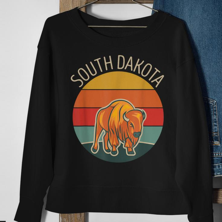 South Dakota Badlands Road Trip Buffalo Bison Vintage Sweatshirt Gifts for Old Women