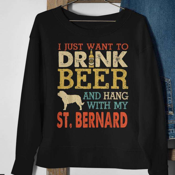 St Bernard Dad Drink Beer Hang With Dog Funny Men Vintage Sweatshirt Gifts for Old Women