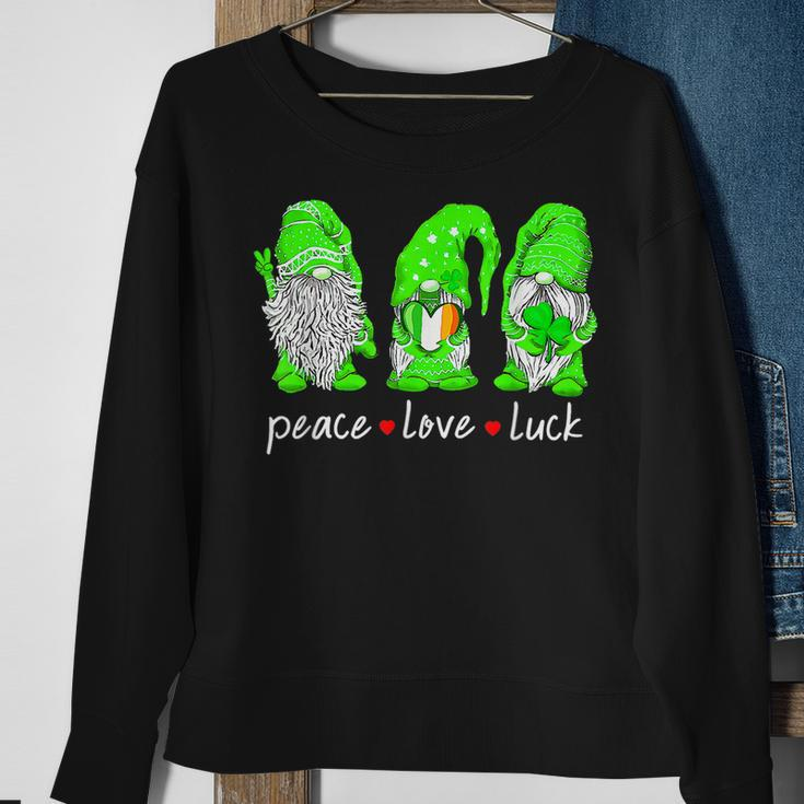 St Patricks Day Gnome Peace Love Luck Heart Shamrock Funny Sweatshirt Gifts for Old Women