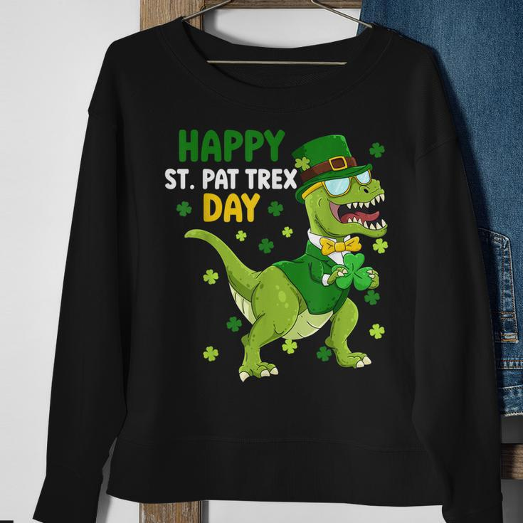 St Patricks Day Leprechaun Dinosaur Dino Happy St Pat Trex Sweatshirt Gifts for Old Women