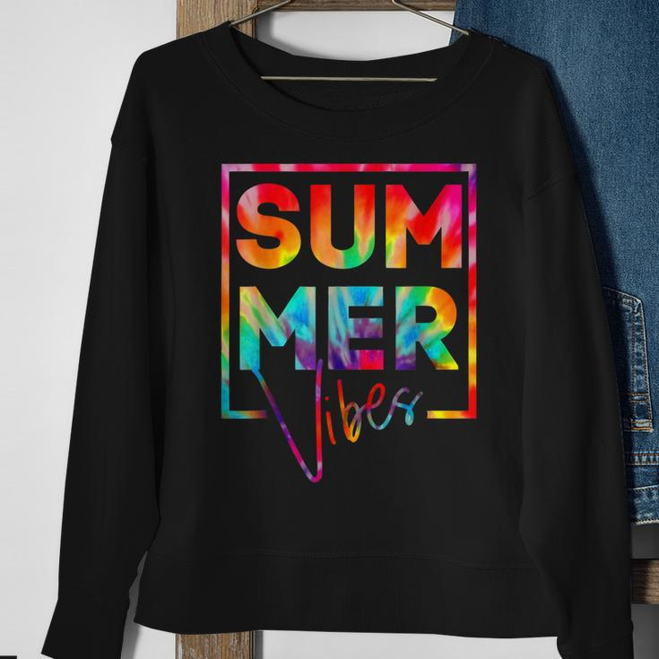 Summer Vibes Tie Dye Hello Summer Vacation Sweatshirt Gifts for Old Women