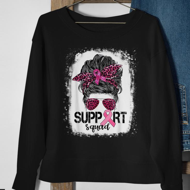 Support Squad Messy Bun Pink Warrior Breast Cancer Awareness V2 Sweatshirt Gifts for Old Women