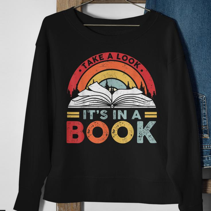 Take A Look Its In A Book Vintage Reading Bookworm Librarian Sweatshirt Gifts for Old Women