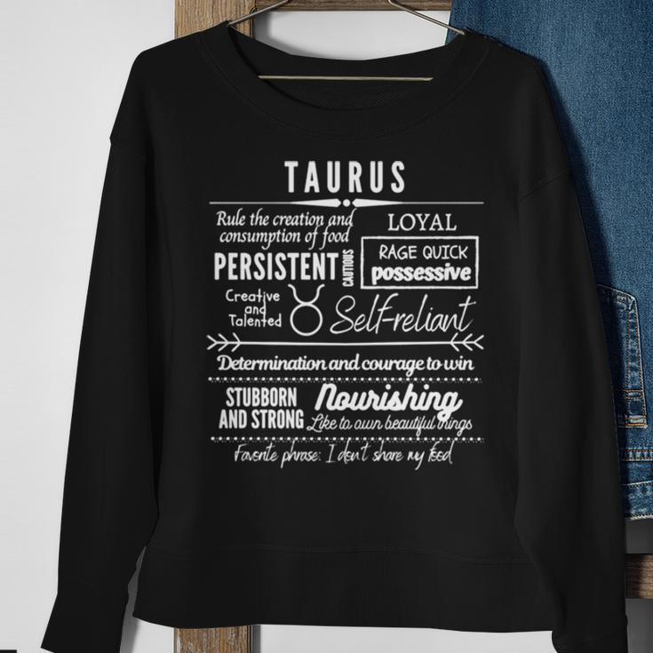 Text Design Taurus Zodiac Signs Traits Sweatshirt Gifts for Old Women