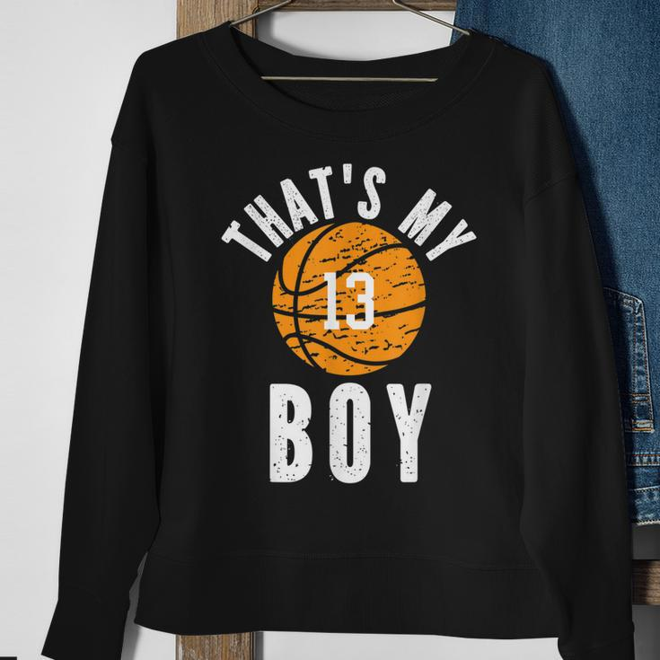Thats My Boy Jersey Number 13 Vintage Basketball Mom Dad Sweatshirt Gifts for Old Women