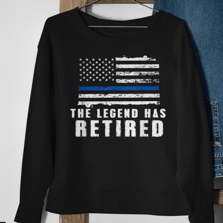 The Legend Has Retired Blue Line Officer Retirement Gift Sweatshirt Gifts for Old Women