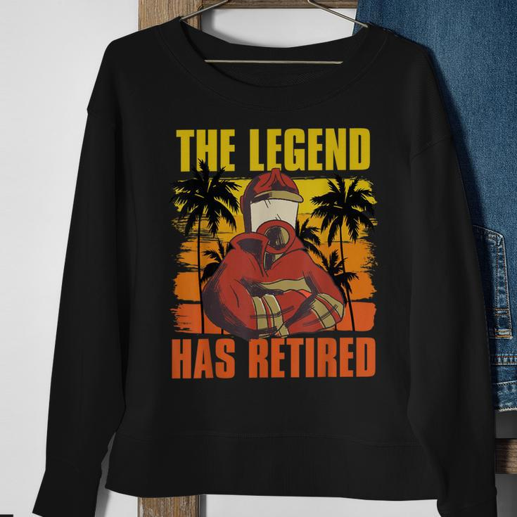 The Legend Has Retired Palm Trees Fireman Proud Firefighter Sweatshirt Gifts for Old Women