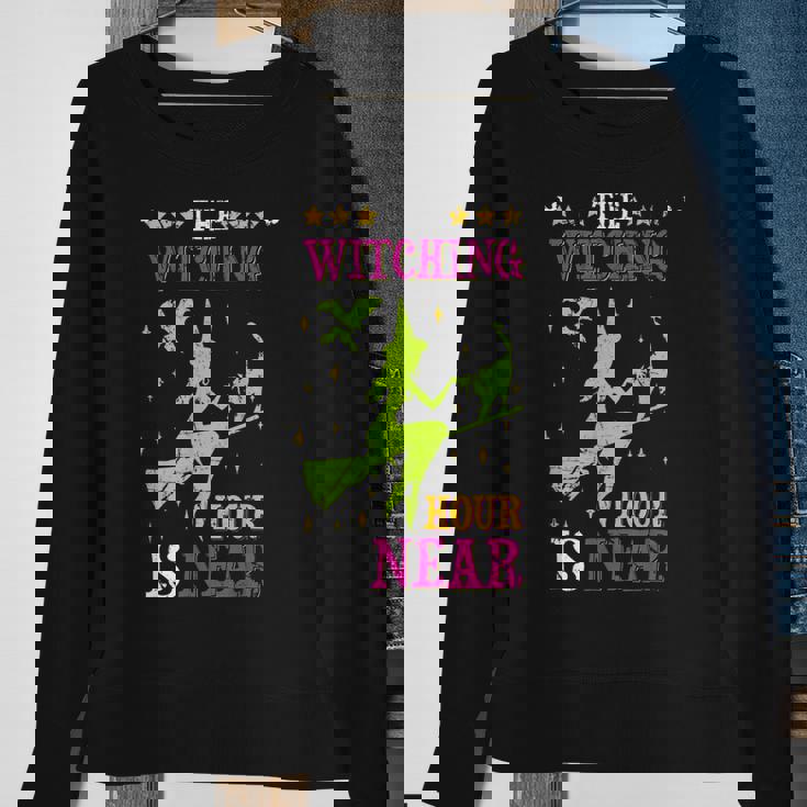 The Witching Hour Is Near Distressed Sweatshirt Gifts for Old Women