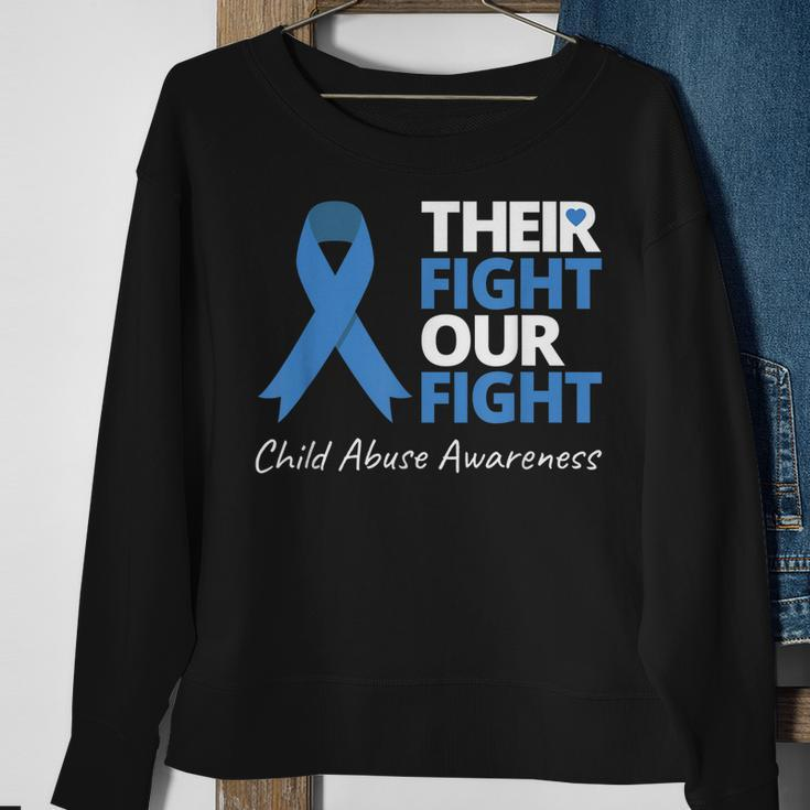 Their Fight Our Fight Child Abuse Awareness Blue Ribbon Sweatshirt Gifts for Old Women