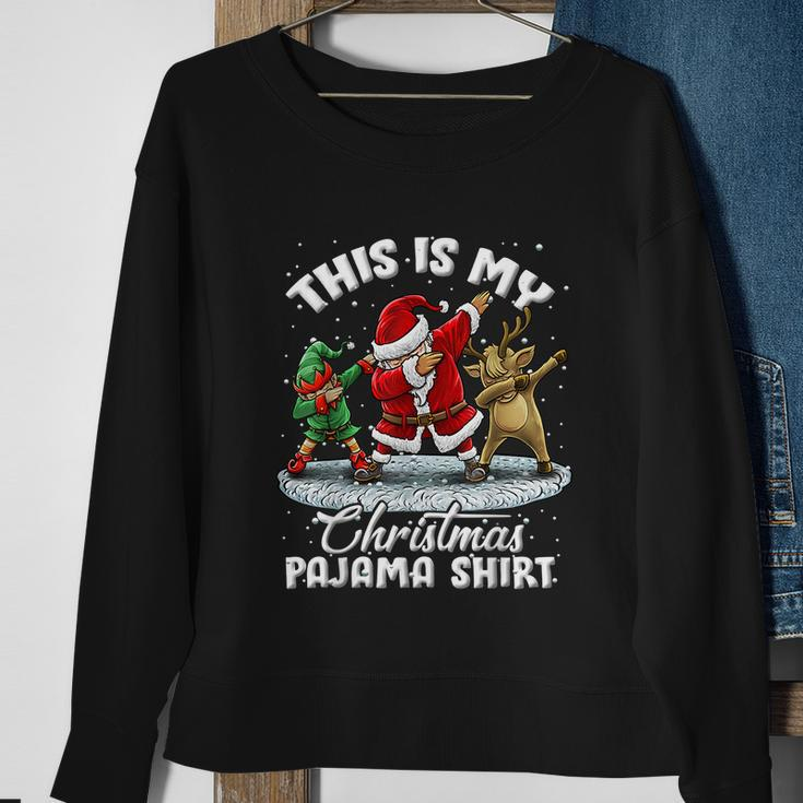 This Is My Christmas Pajama Shirt Dabbing Santa Elf Pajamas Sweatshirt Gifts for Old Women