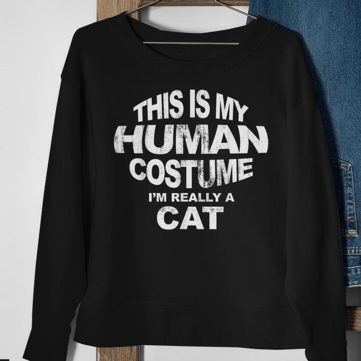 This Is My Human Costume Christmas Cat Pajama Men Women Sweatshirt Graphic Print Unisex Gifts for Old Women