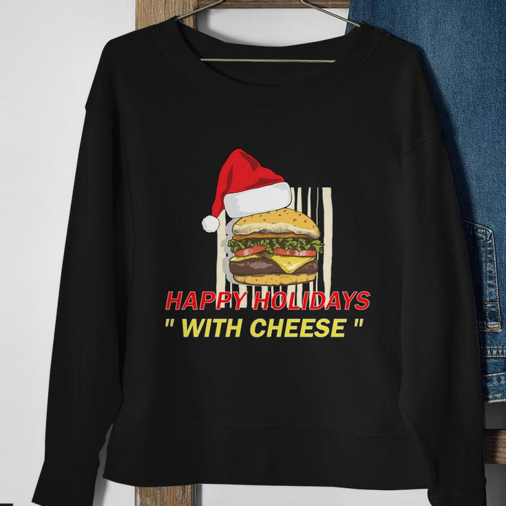 Ugly Christmas Sweater Burger Happy Holidays With Cheese V21 Sweatshirt Gifts for Old Women
