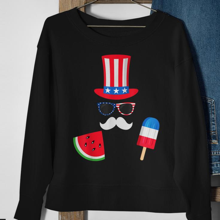 Uncle Sam Costume Watermelon Ice Cream 4Th Of July Sweatshirt Gifts for Old Women