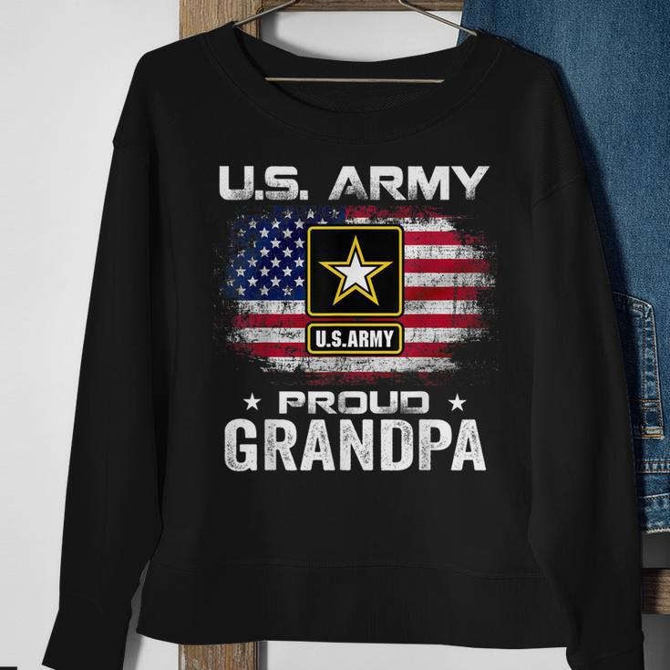 US Army Proud Grandpa With American Flag Gift Veteran Gift Men Women Sweatshirt Graphic Print Unisex Gifts for Old Women