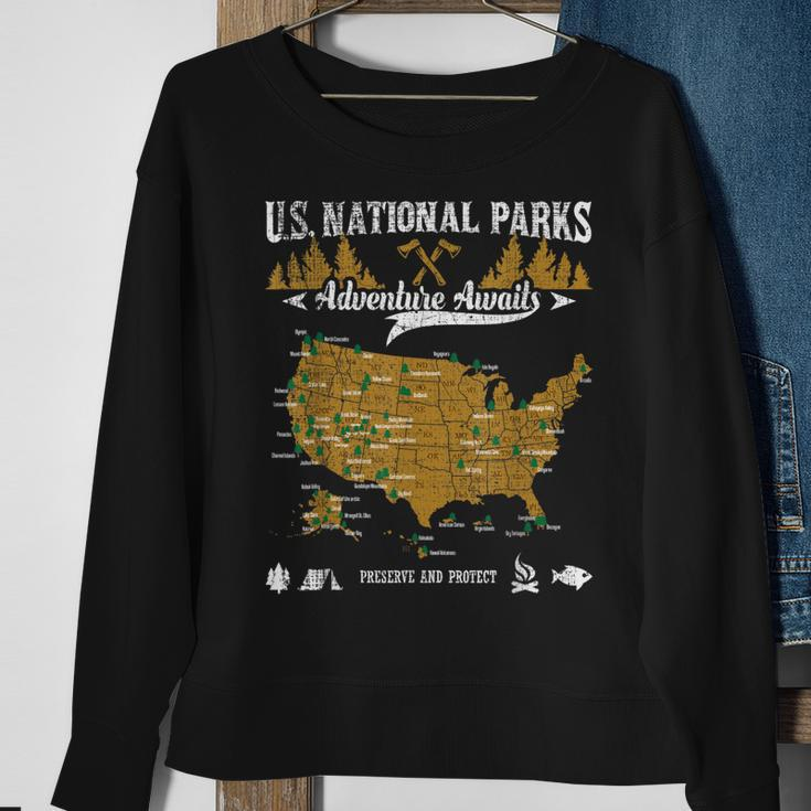 Us National Parks Adventure Awaits - Hiking & Camping Lover Sweatshirt Gifts for Old Women