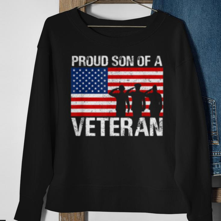 Usa United States Military Family Proud Son Of A Veteran Sweatshirt Gifts for Old Women