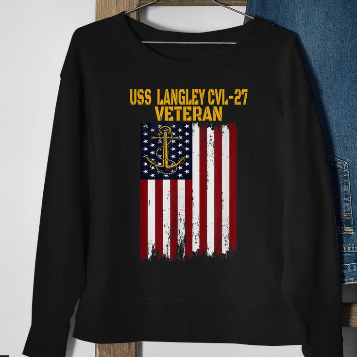 Uss Langley Cvl-27 Aircraft Carrier Veterans Day Dad Grandpa Sweatshirt Gifts for Old Women