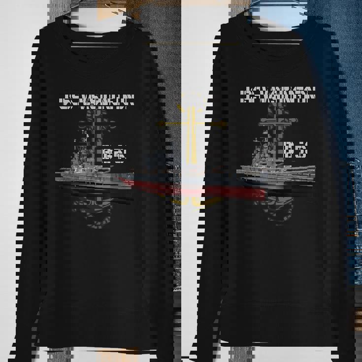 Uss Washington Bb-56 Battleship Ww2 American Warship Veteran Sweatshirt Gifts for Old Women