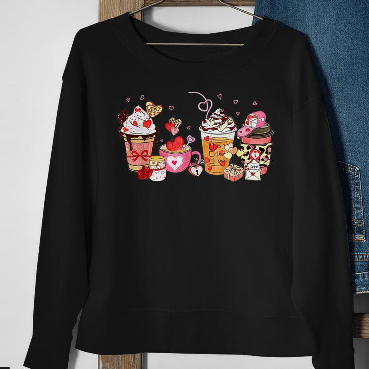 Valentine Coffee Heart Iced Coffee Lover Valentine Day V2 Sweatshirt Gifts for Old Women