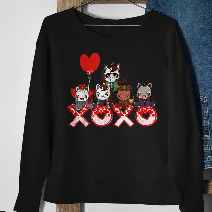 Valentines Day Horror Movies Unicorn Xoxo Valentine Day Sweatshirt Gifts for Old Women