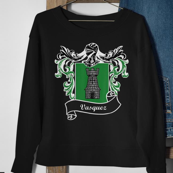 Vasquez Coat Of Arms Surname Last Name Family Crest V2 Men Women Sweatshirt Graphic Print Unisex Gifts for Old Women