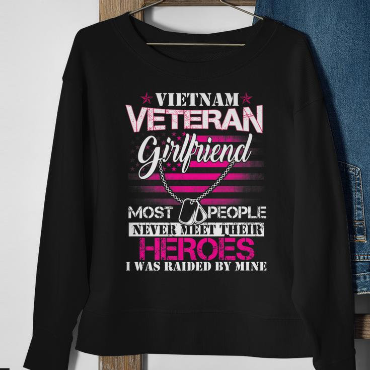 Vietnam Veteran Girlfriend Raised By My Hero - Veteran Day Sweatshirt Gifts for Old Women
