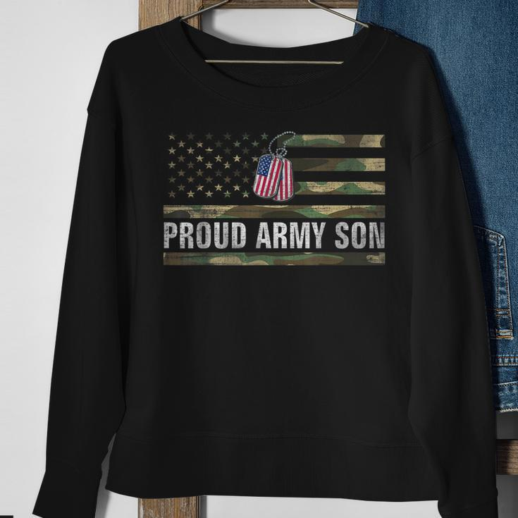 Vintage American Flag Proud Army Son Veteran Day Gift Sweatshirt Gifts for Old Women