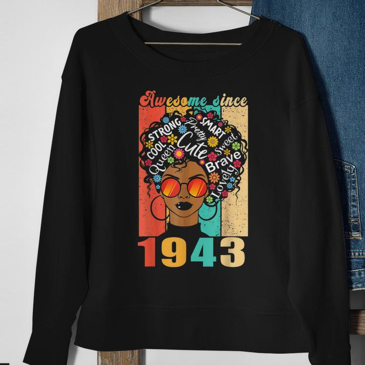 Vintage Awesome Since 1943 Black Afro Girl 80Th Birthday Sweatshirt Gifts for Old Women