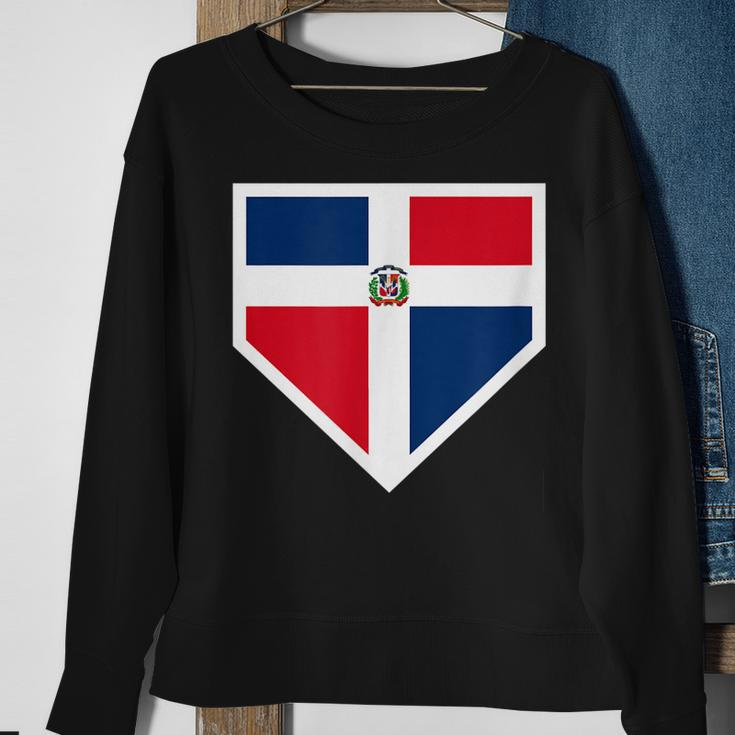 Vintage Baseball Home Plate With Dominican Republic Flag Sweatshirt Gifts for Old Women