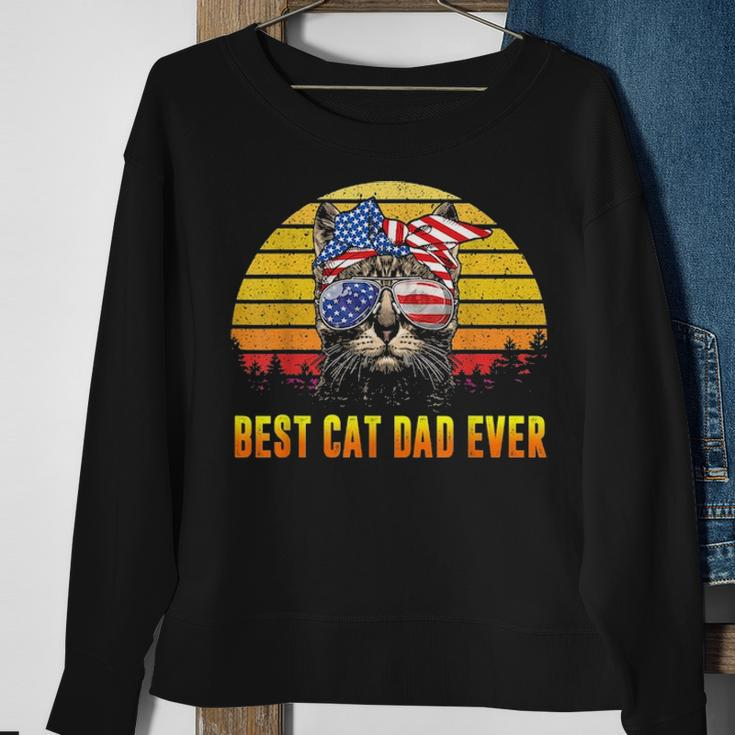 Vintage Best Cat Dad Ever Fathers Day Gifts 4Th Of July Men Sweatshirt Gifts for Old Women